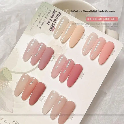 1pc 5g Nail Polish Jelly Ice Clear Nude, Peelable UV LED, Glossy Finish, Solid Color Pattern DIY Nail Art