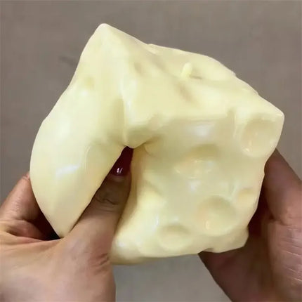Fun Cheese Cube Stress Ball Shapeable Squeeze Ball Non Rebound Sensory Fidget Toys for Kids and Adults Stress-relief Toy Gifts