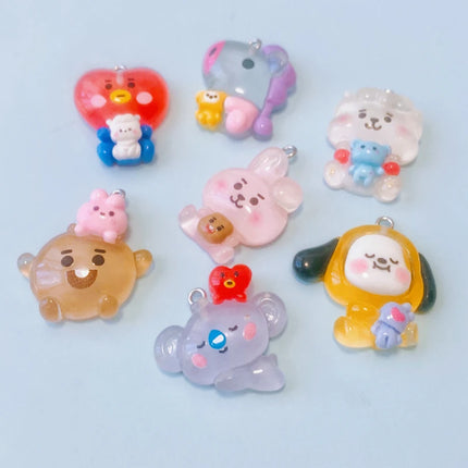 10pcs Kawaii  Koala Heart Resin Cute Charms For Jewelry Making Earrings Necklace Keychain Diy Handmade Accessories