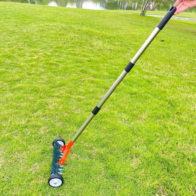 Manual Roller Weeder Grass Chopper Multi-functional Lawn Rake Leaf Rake Garden Soil Loosener With Wheels