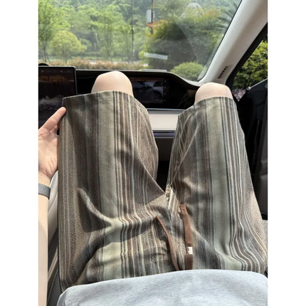 2026 Summer New Mens Contrast Color Striped Lazy Loose Breathable Elastic Waist Five Inch Casual Beach Shorts Cool
