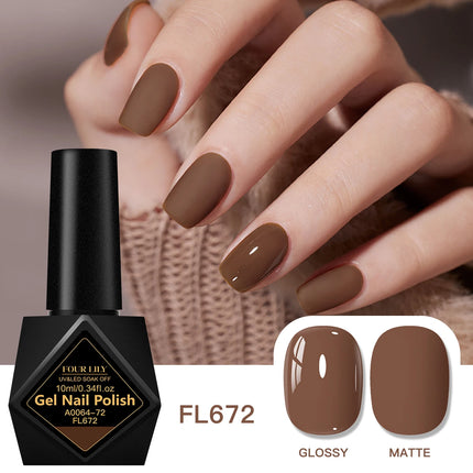 10ml Coffee Brown Gel Nail Polish HEMA TPO FREE Semi Permanent Soak Off UV Gel Varnish Nail Art Decoration Design Nail Supplies