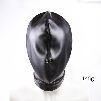 PU Leather Bondage Mask Full Head Hood Blindfold BDSM Fetish Roleplay Slave Harness Sexy Adult Sex Toys for Women Men Couples