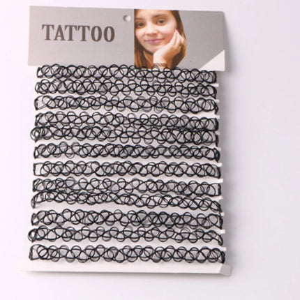 12pcs Hot Sale Vintage Chokers Necklaces For Women Stretch Tattoo Necklaces Elastic Chocker Simple Trendy Girls Short Pendant