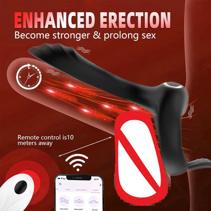Wireless Bluetooth Cockring Vibrator Male Delay Ejaculation Remote Control Penis Sleeve Vaginal Stimulator Sex Toys for Couple