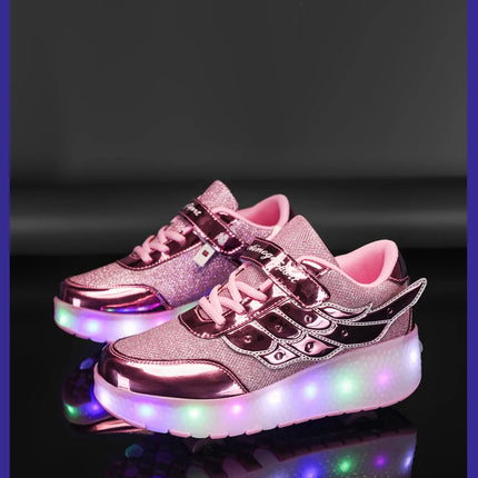 Sneakers Roller Shoes Outdoor Deformation Parkour Skates Dual-Use Children Girls Boys Adult Men Women Unisex Roller Skates