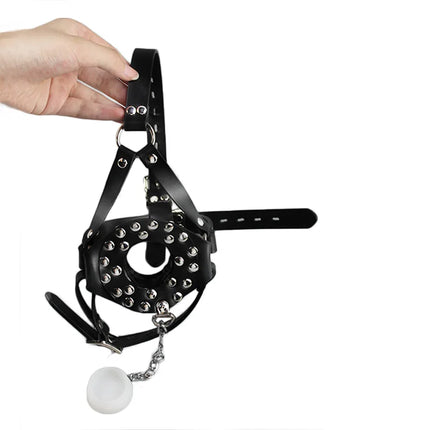 Faux Leather Head Harness Straps Open Mouth Gag Plug Cover BDSM Restraint Oral Fixation SM Roleplay Adult Sex Toys Women Couples