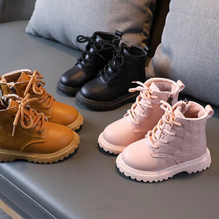 Bota Kid Boots Kid Fashion Boots Autumn Winter Boys British Plush Short Boot Girl Ankle Boots French Boy/ Girls Boot Kid Shoes