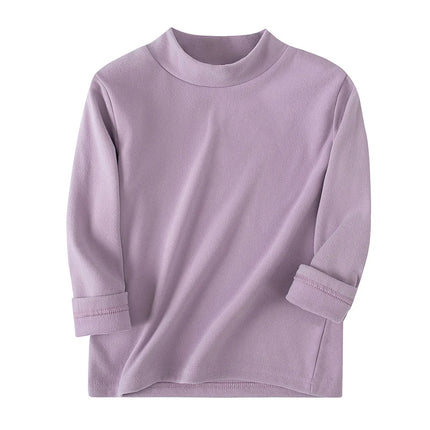 1/2/3piece Autumn And Winter Thick Children's Solid Color Base Shirt Boys And Girls Brushed Warm Mid Neck Top Fashionable Hoodie