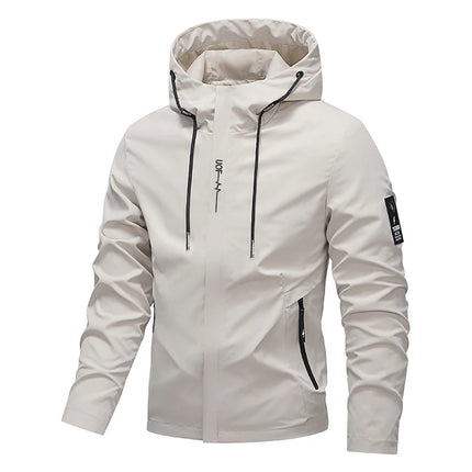 Men's Waterproof Outdoor Jacket - Hooded Windbreaker / Veste Extérieure Imperméable Hommes - Coupe-Vent à Capuche