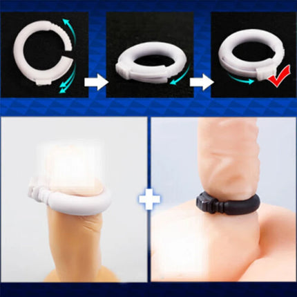 Male Adjustable Silicone Penis Cock Ring Enhancer Prolonging Delay Ejaculation Adjustable Male Chastity Device White Black