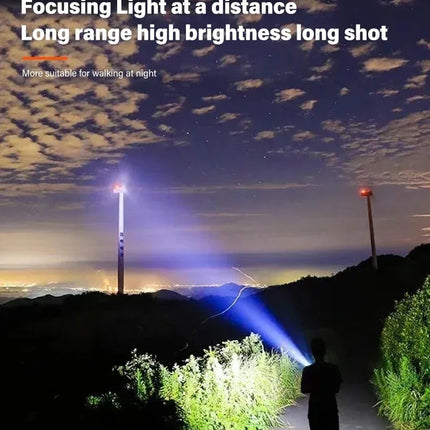 Rechargeable LED Flashlight Zoomable Torch with LCD Display 3 Modes Waterproof High Power Hand Light Outdoor Wilderness Camping