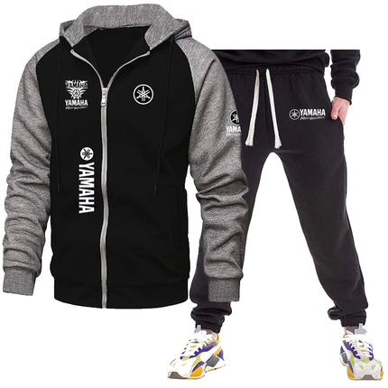 Yamaha  Autumn Winter New Zipper Fleece Hooded Coat Casual Men Plus Size Loose Pullover Fashion Raglan Sleeves Sweatshirt Top su