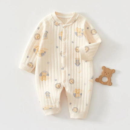 Somenie 2026 new Baby Jumpsuit Clothes Winter Thickening 100% Cotton  Boys Girls Bear Romper Infant Onesie Spring Trend
