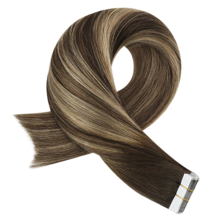 Moresoo Tape in Human Hair Extensions Brazilian Straight Remy Hair Extension Natural Invisible Seamless Tape ins 100% Real Hair