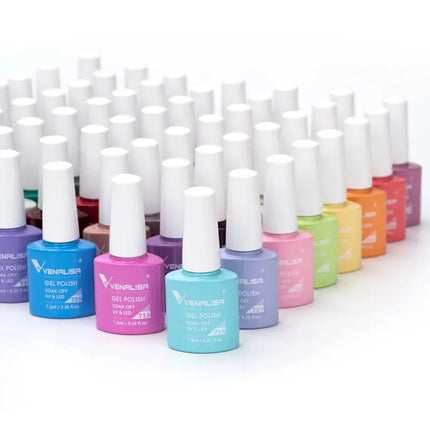 Venalisa 7.5ml Gel Nail Polish, White Cap, Glass Formula, No Wipe Top Coat, UV LED Soak-Off Glitter Color Nail Lacquer