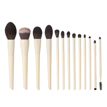 13-Piece Vegan Makeup Brushes Set - Fluffy Synthetic-Soft Bristles Eye & Face Cosmetics Kit with Nano-Fiber Handles
