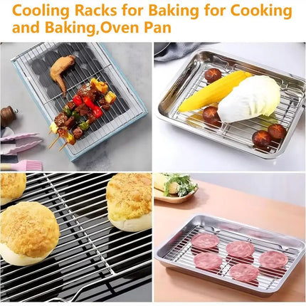Stainless Steel Non-stick Cooling Rack BBQ Tray Baking Tray Grill Plate Barbecue Cooking Mesh Shelf