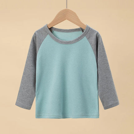 1/4 Pack 2025 New Spring and Autumn Children's Color-Block Long-sleeved T-shirt for Boys and Girls Casual Joker T-shirt
