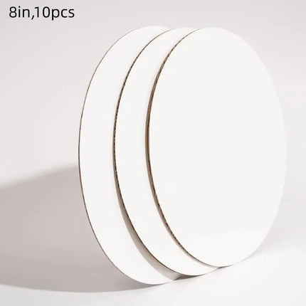10 Pcs Cake Boards With White Golden Cake Rings, Cardboard With 6/8/10/12 Inch Cake Base, Suitable For Baking Cakes