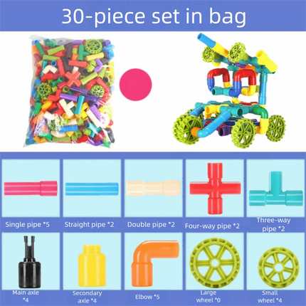 New DIY Water Pipe Building Blocks Assembly Design Plastic Construction Splicing Pipes Montessori Building Blocks Children
