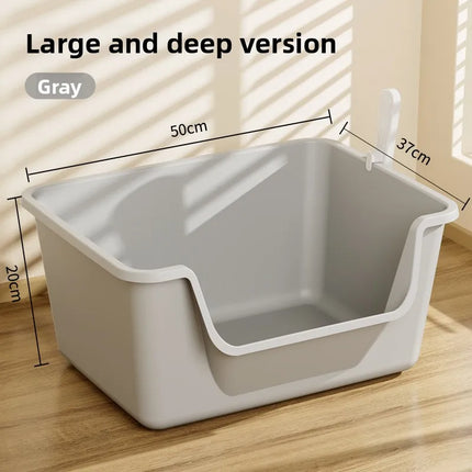 Cat Litter Box, Giant Anti-Splash Semi-Enclosed Cat Toilet, Giant Pet Litter Pan for Indoor Cats