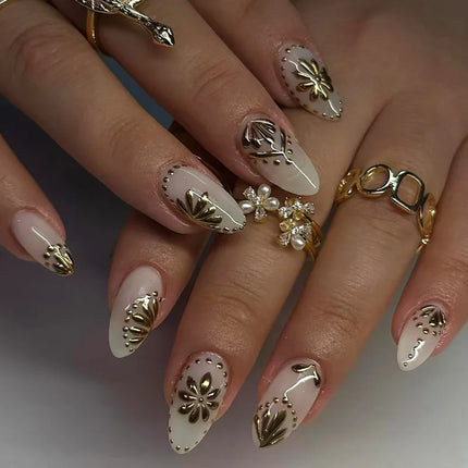 24pcs Romantic Y2k Star Press On Nails Gradient Blue French Style Gold Moon Designs Fake Nail Sweet Almond False Nails For Women