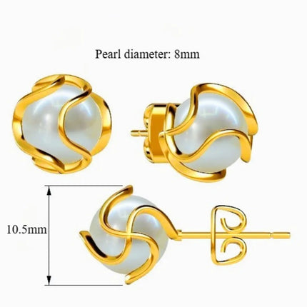 Gold Plated Brass Caged Pearl Stud Earrings For Women Girls Luxury Women Earrings 2025