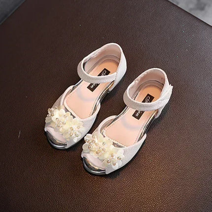 Summer New Style Children's Sandals Girls Fashion Rhinestone Flower Princess Shoes Little Girls Soft Soled Dance Shoes Girls