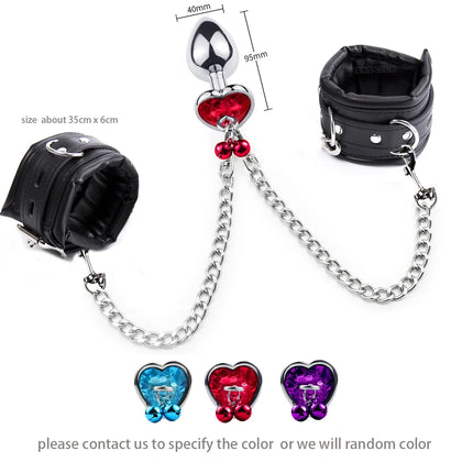 Thierry  Anal Plug to Wrist Kit Bondage Bdsm Restraints Fetish Handcuffs Adult Games Product Sex Toys for Women Men