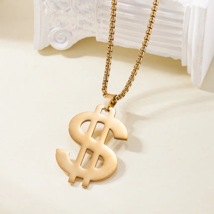 Stainless Steel Dollar Symbol Pendant Necklaces for Women Men Jewelry Accessory Gift
