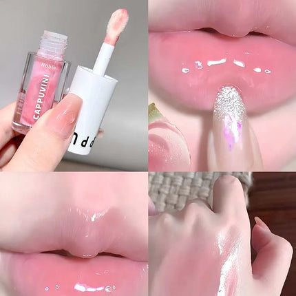 Clear Transparent Grey Purple Lip Gloss Hydrating Drying Lips Mirror Lip Glaze Tint Plumper Moisturizing Crystal Lip Oil Makeup