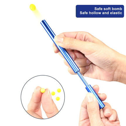 1 PCS Aluminum Alloy Crackling Tube Soft Bullet Launcher Sensory Fidget Toys Kids Outdoor Pinball Game Birthday Holiday Gifts