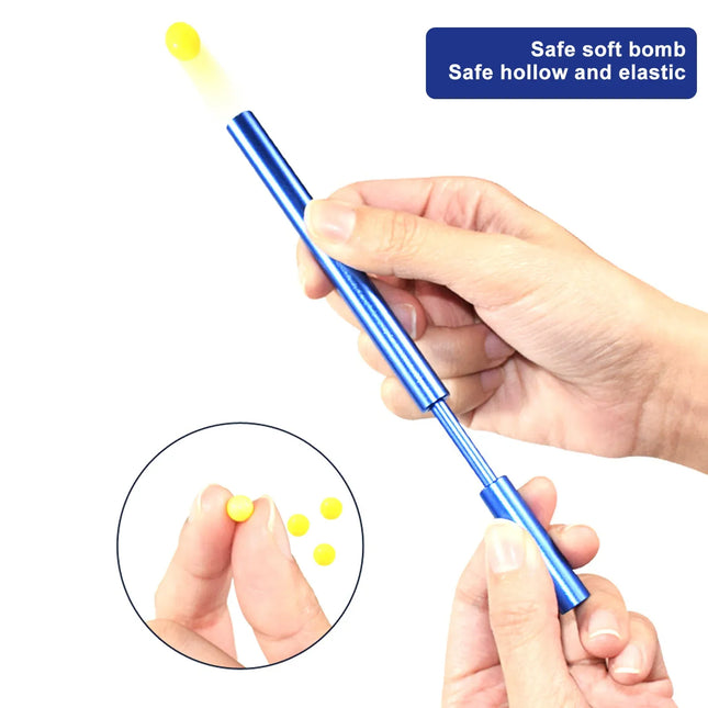1 PCS Aluminum Alloy Crackling Tube Soft Bullet Launcher Sensory Fidget Toys Kids Outdoor Pinball Game Birthday Holiday Gifts