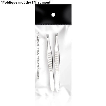2Pcs/Set Professional Slanted/Flat Stainless Steel Hair Removal Clip Eyebrow Face Hair Remover Tweezers Eyebrow Plucking Tools