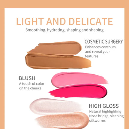 VIBELY High-gloss Concealer and Contouring Stick, brightening, three-dimensional, slimming face, Shadow Blush, multi-functional