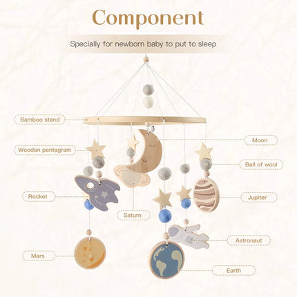 Let's make Baby Mobile Rattle Toys 0-12 Months Space Planet Pendant Crib Bed Bell Toddler Rattles Carousel Kid Musical Toys Gift