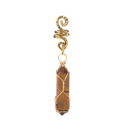 Natural Chip Stone Pendant Hair Accessories For Women Girl Wire Wrapped Hair Twists Spiral Hair Cuff Clips Headwear Dreadlock