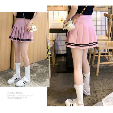 Kawaii Harajuku Skirts Preppy School Uniform High Waist Pleated Women Girls Lolita A-line Sailor Skirt