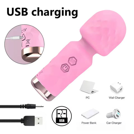 10 Speed Powerful Mini AV Vibrator Magic Wand for Women G Spot Clitoris Stimulator Vaginal Massager USB Recharge Adult Sex Toys
