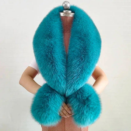 Winter Natural Fox Fur Scarf And Cuff Set Women Jacket Fur Collar Authentic Neck Warm Scarves Luxury Fluffy Fox Fur Shawl