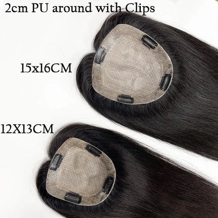 12x13cm Silk Skin Base Toupee With 2 CM PU Around European Virgin Human Hair Topper with 4 Clips for Women