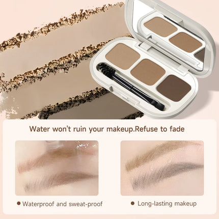 3 Colors Eyebrow Powder Palette - Matte, Smudge-Free Long-Lasting Makeup, Waterproof Long-Lasting,Natural 3D Eyebrow Look