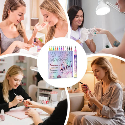 12pcs Graffiti Nail Pen Nail  Long Lasting Quick Dry Beauty Supplies Detail Pattern DIY Waterproof Manicure Tools