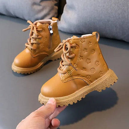 Bota Kid Boots Kid Fashion Boots Autumn Winter Boys British Plush Short Boot Girl Ankle Boots French Boy/ Girls Boot Kid Shoes