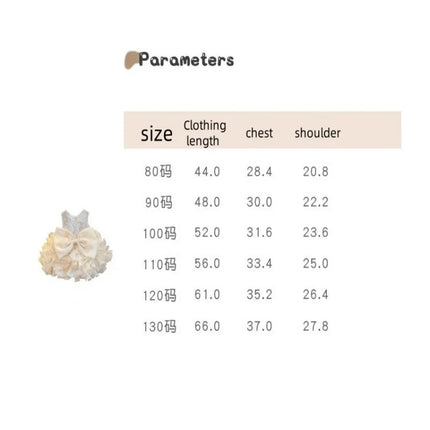 Girl's Princess Dress 2025 New Summer Bright Pearl Dress for Baby Girl's Birthday and First Year Dress with Bow Back Decoration