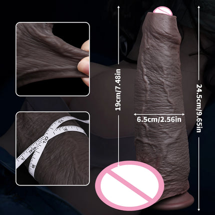 Long Foreskin Dildo Black Soft Lifelike Dildos Realistic Skin Big Silicone Penis Anal Suction Cup Dick Adult Sex toys For Women