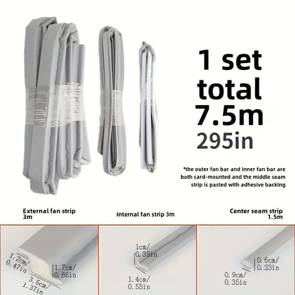 TPU Seal Strip Set for Sliding Windows and Door Windproof Waterproof Soundproof Dustproof for Outer Inner Middle Gap Door Bottom