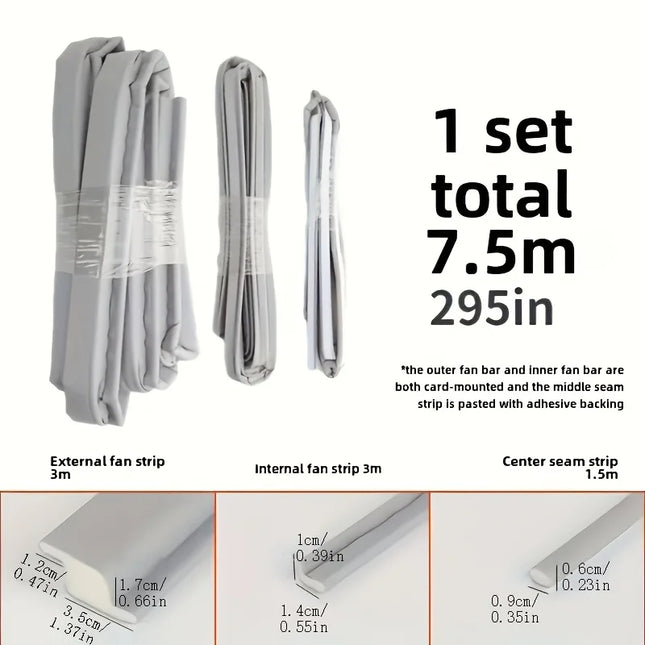 TPU Seal Strip Set for Sliding Windows and Door Windproof Waterproof Soundproof Dustproof for Outer Inner Middle Gap Door Bottom