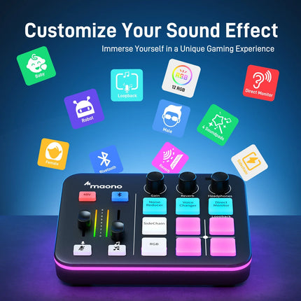 MAONO G1 NEO interfaz de audio Audio Mixer g1,Custom Sound Effects,XLR Audio Interface,for Gaming Voice,Podcast
